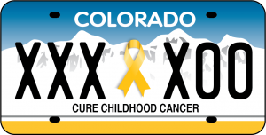 Colorado Cure Childhood Cancer license plate